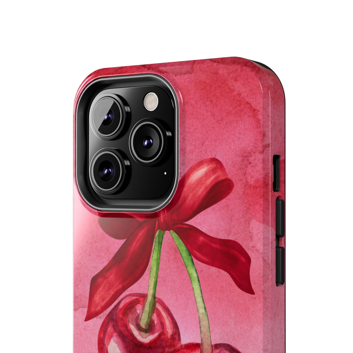 Red Watercolor Cherry and Bow Phone Case