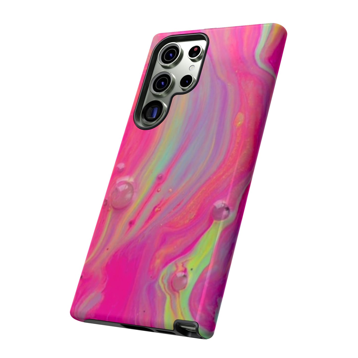 Pink Trendy Futuristic Tough Phone Case with Colorful Abstract Design for Samsung