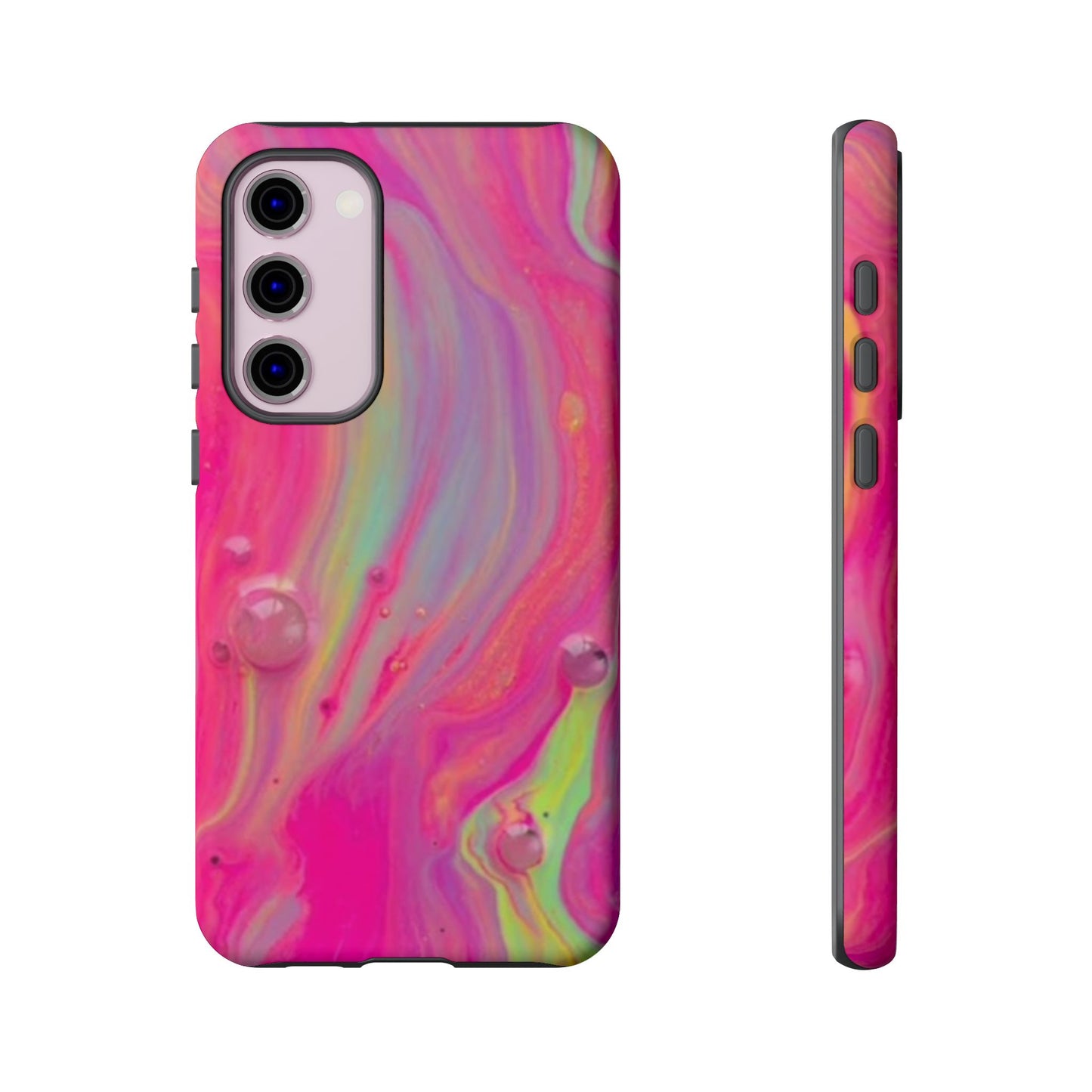 Pink Trendy Futuristic Tough Phone Case with Colorful Abstract Design for Samsung