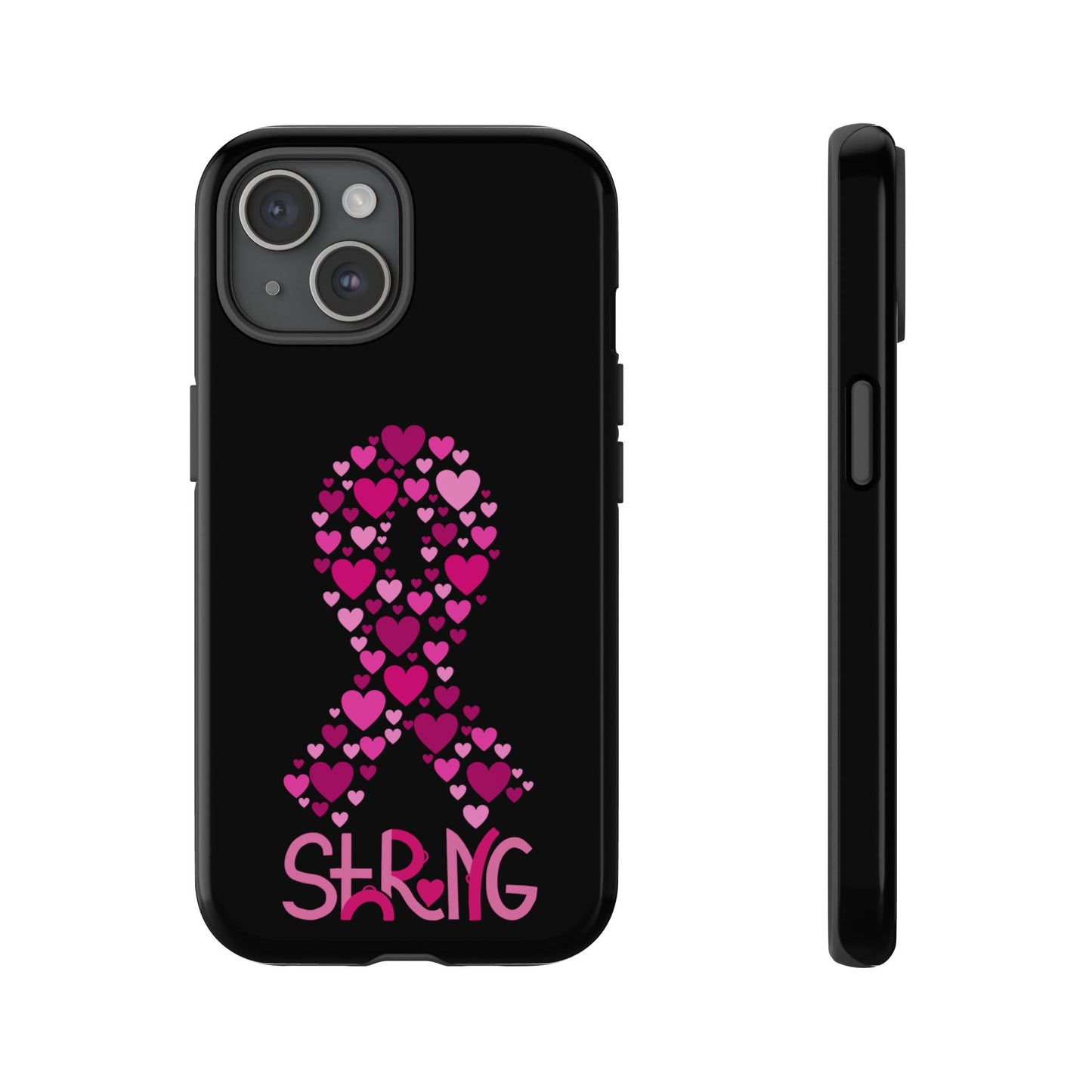 Pink Ribbon Phone Case - Strong Heart Design, Cancer Awareness, Gift for Supporters for IPhone