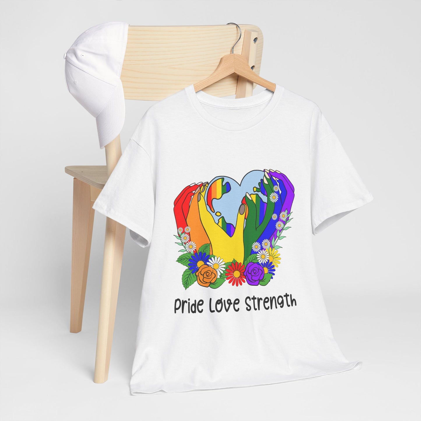 Pride Love Strength Unisex Cotton Tee - Celebrate Diversity and Unity