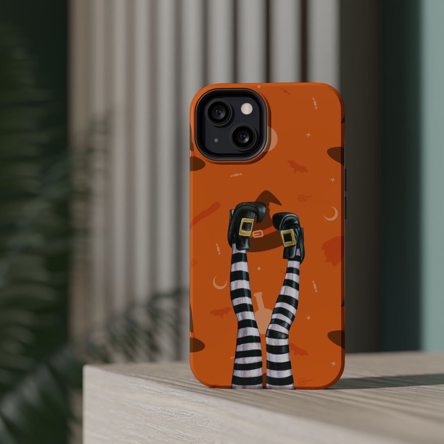 Halloween Magnetic Phone Case, Spooky Design, Witch Legs for Iphone