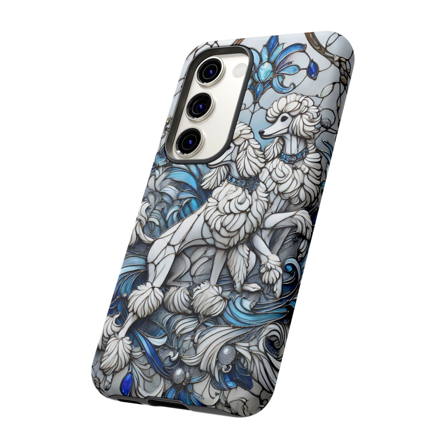 Phone Case - Elegant Blue and White Poodle Art for Samsung Phone
