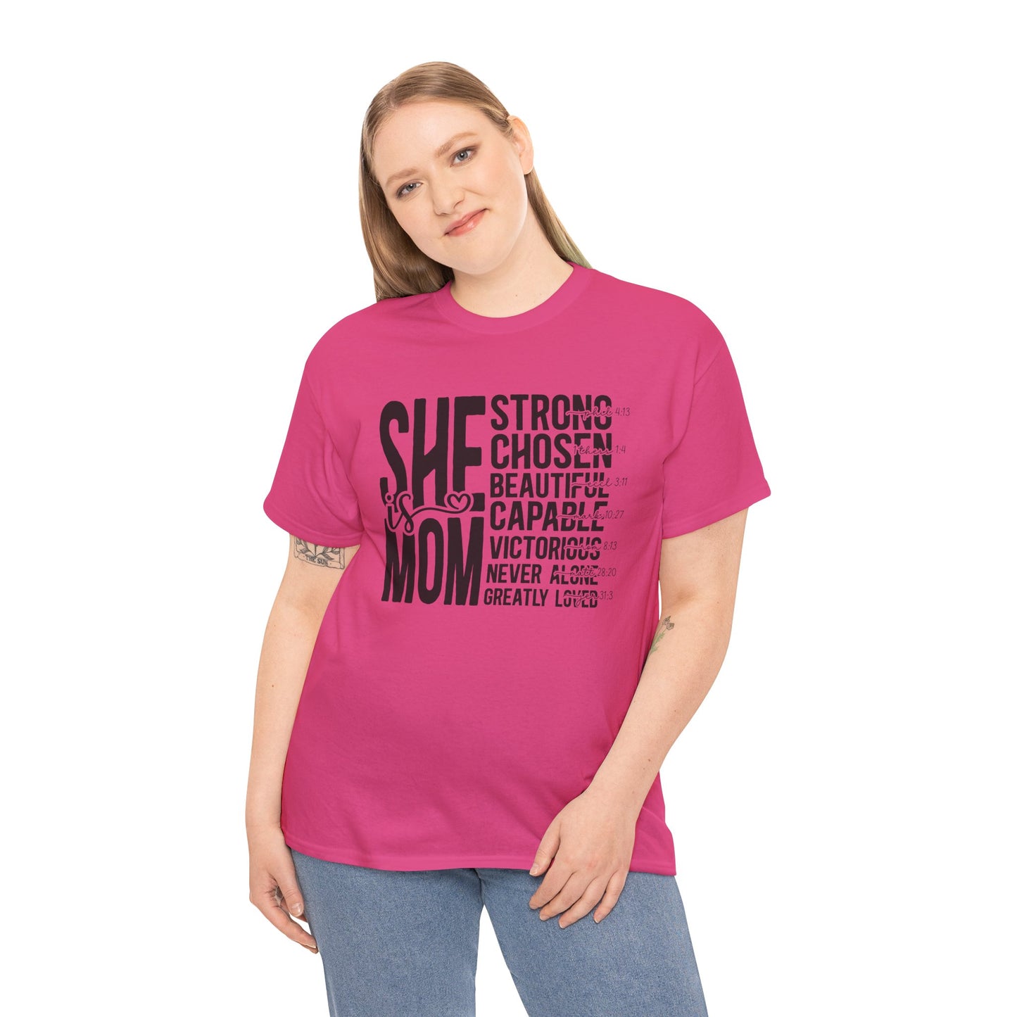 Empowering Mom T-Shirt - Strong, Chosen, Beautiful, Capable Design