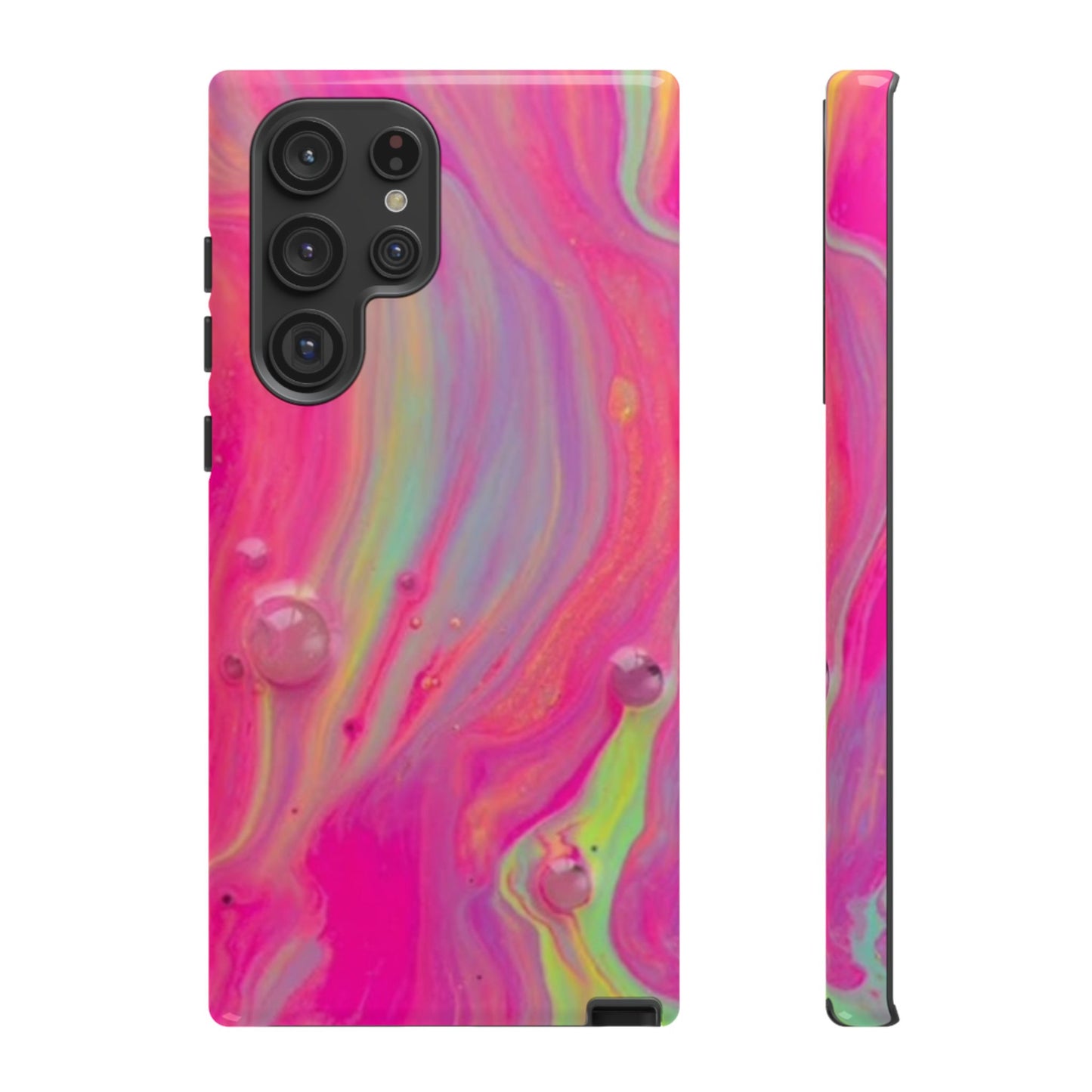 Pink Trendy Futuristic Tough Phone Case with Colorful Abstract Design for Samsung