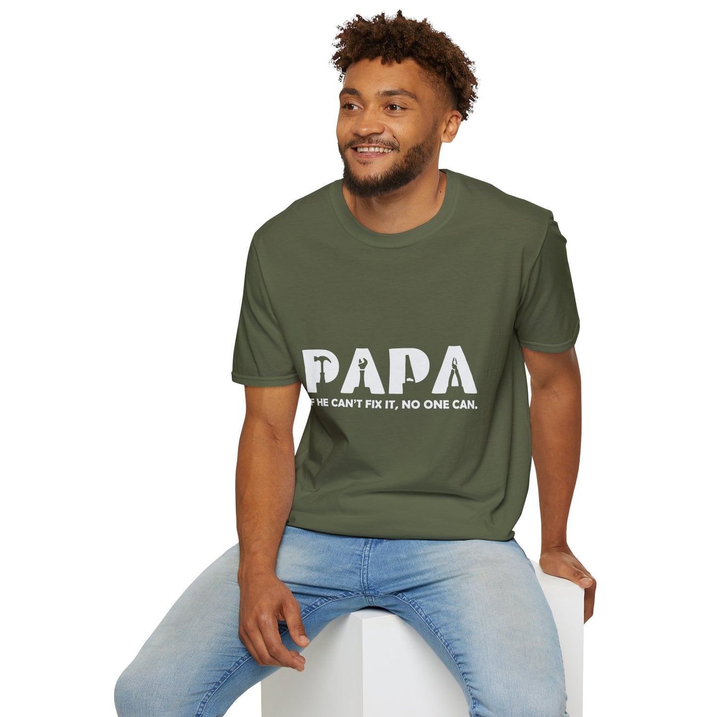 Funny Papa T-Shirt - If He Can't Fix It, No One Can - Father's Day Gift