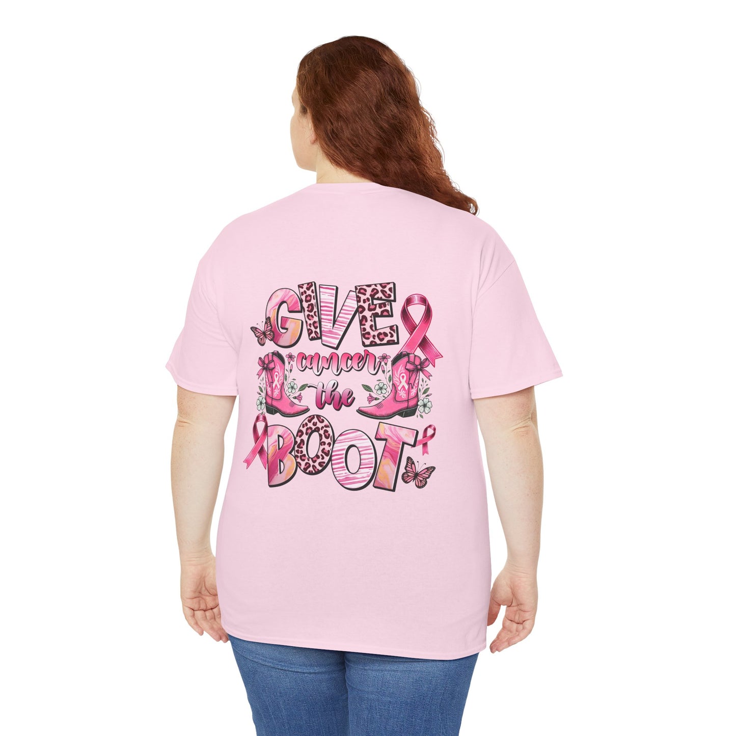 Breast Cancer Awareness Tee - "Give Cancer the Boot" Unisex Cotton Shirt