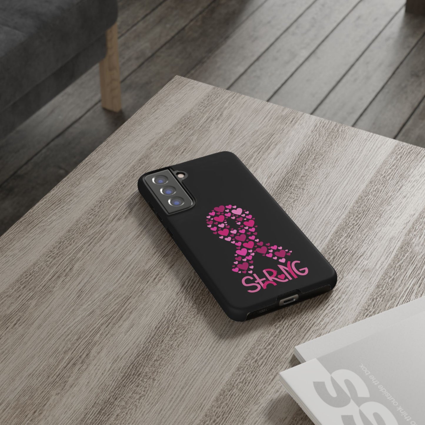Pink Ribbon Phone Case - Strong Heart Design, Cancer Awareness, Gift for Supporters for Samsung