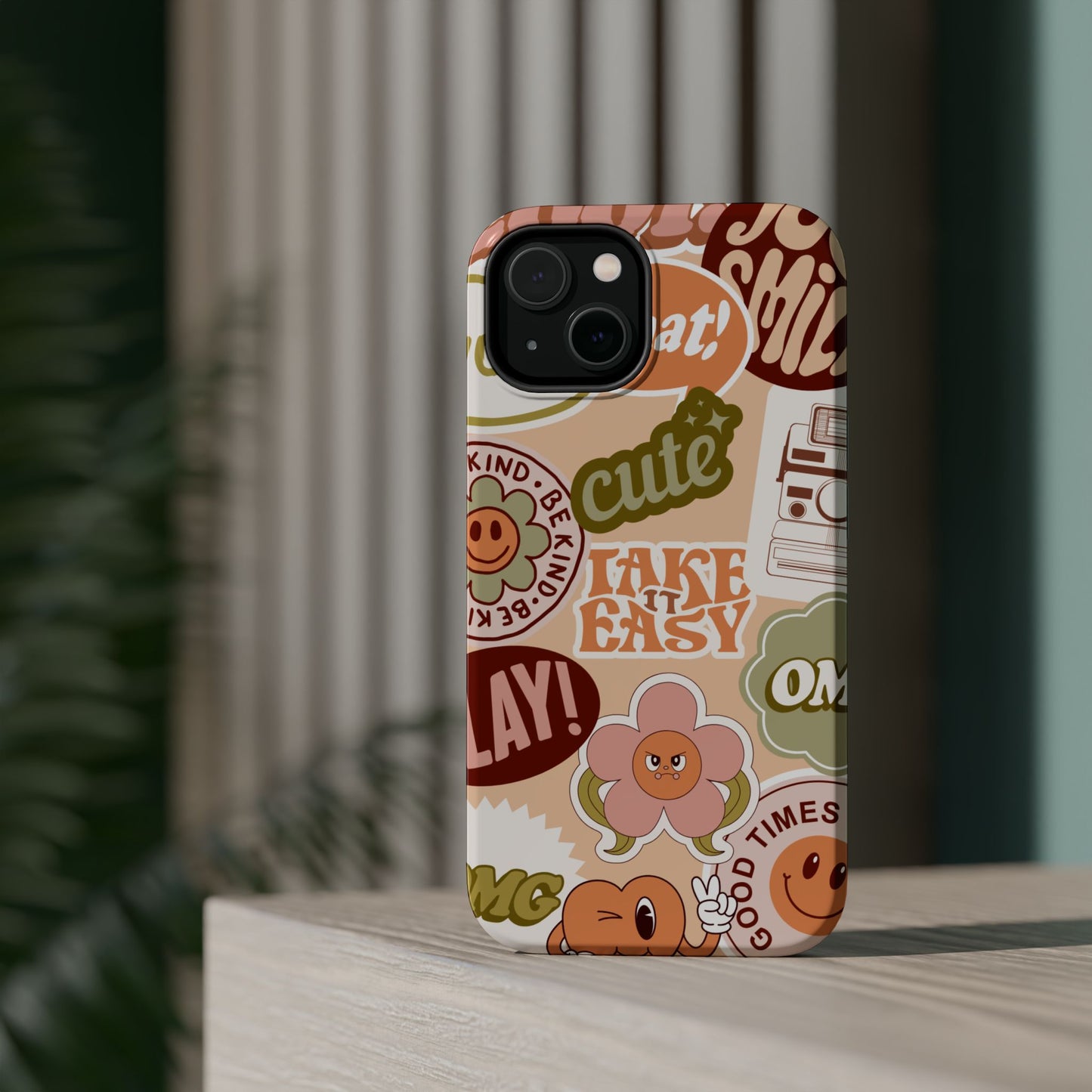 Cute Retro, Positive Affirmation Sticker Phone Case, Funky Phone Cover, Vibrant Design, Ideal Gift for Teens