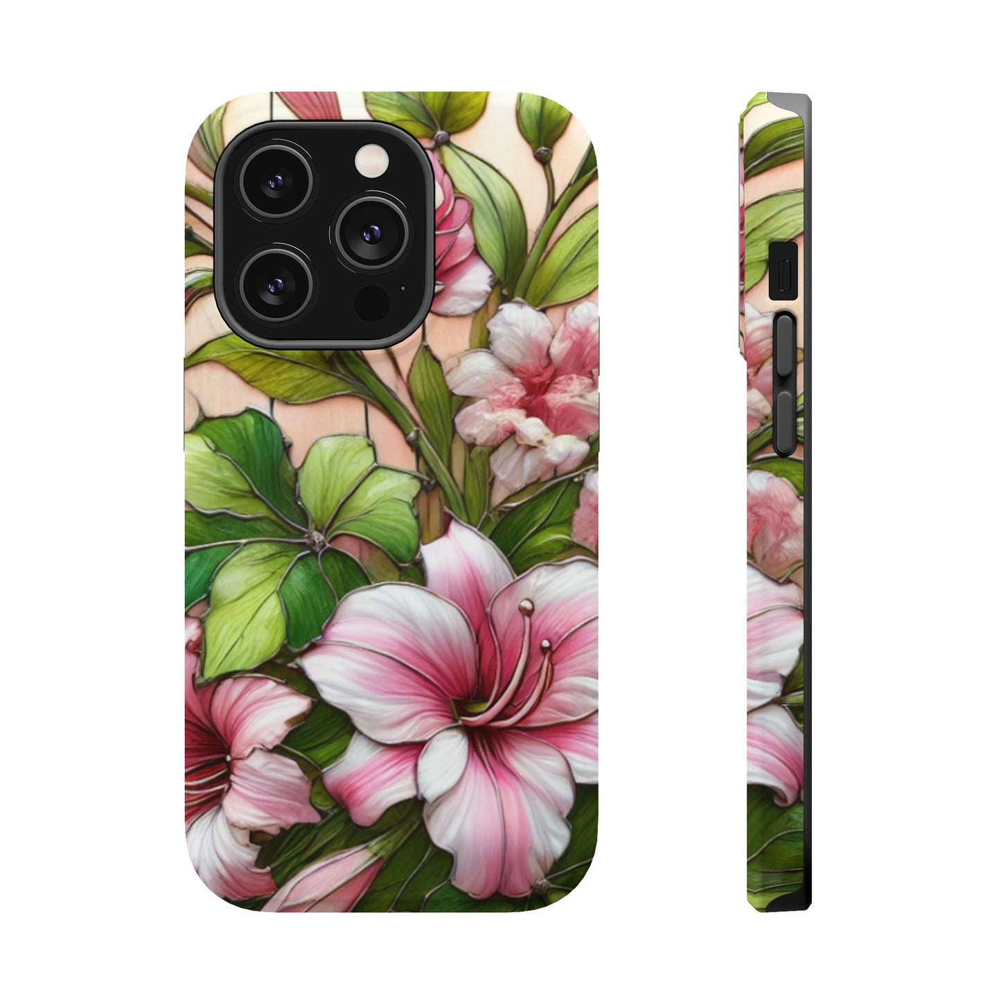Elegant Pink & Green Floral MAGNETIC Tough Cases - Durable Phone Protection