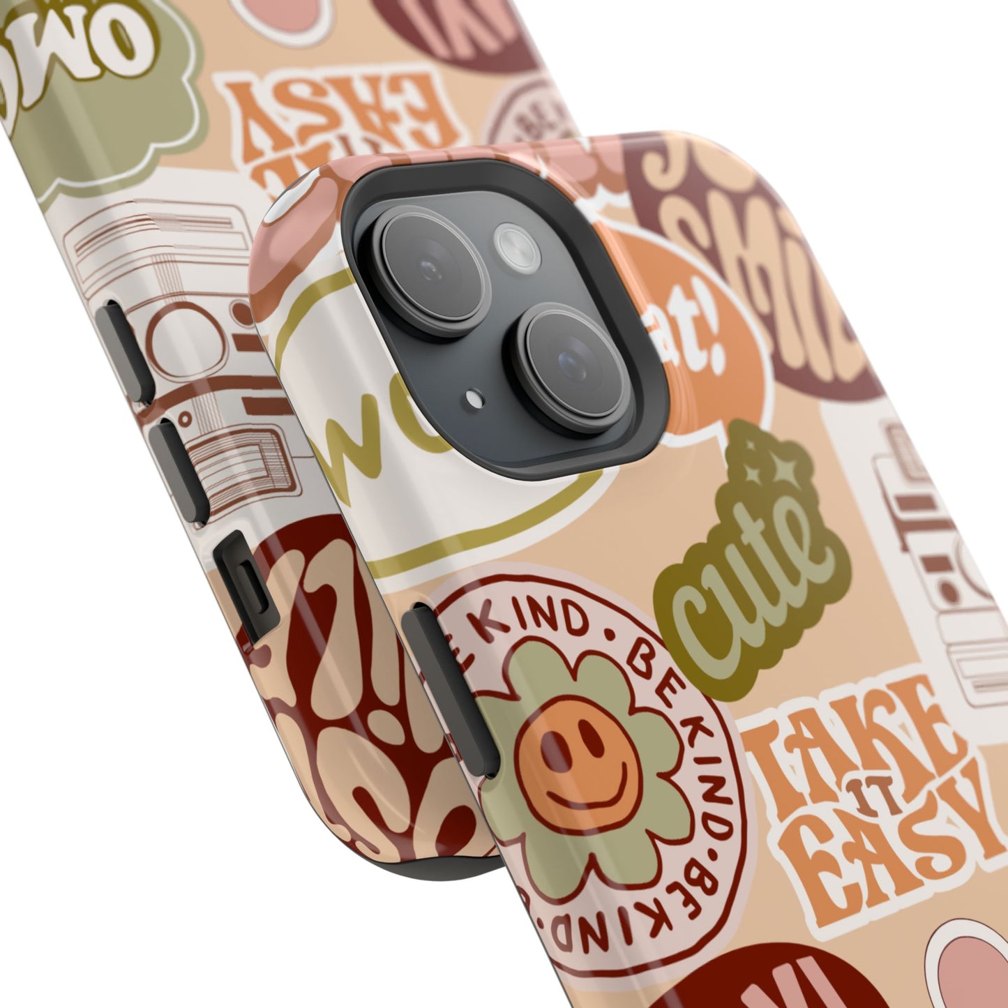 Cute Retro, Positive Affirmation Sticker Phone Case, Funky Phone Cover, Vibrant Design, Ideal Gift for Teens