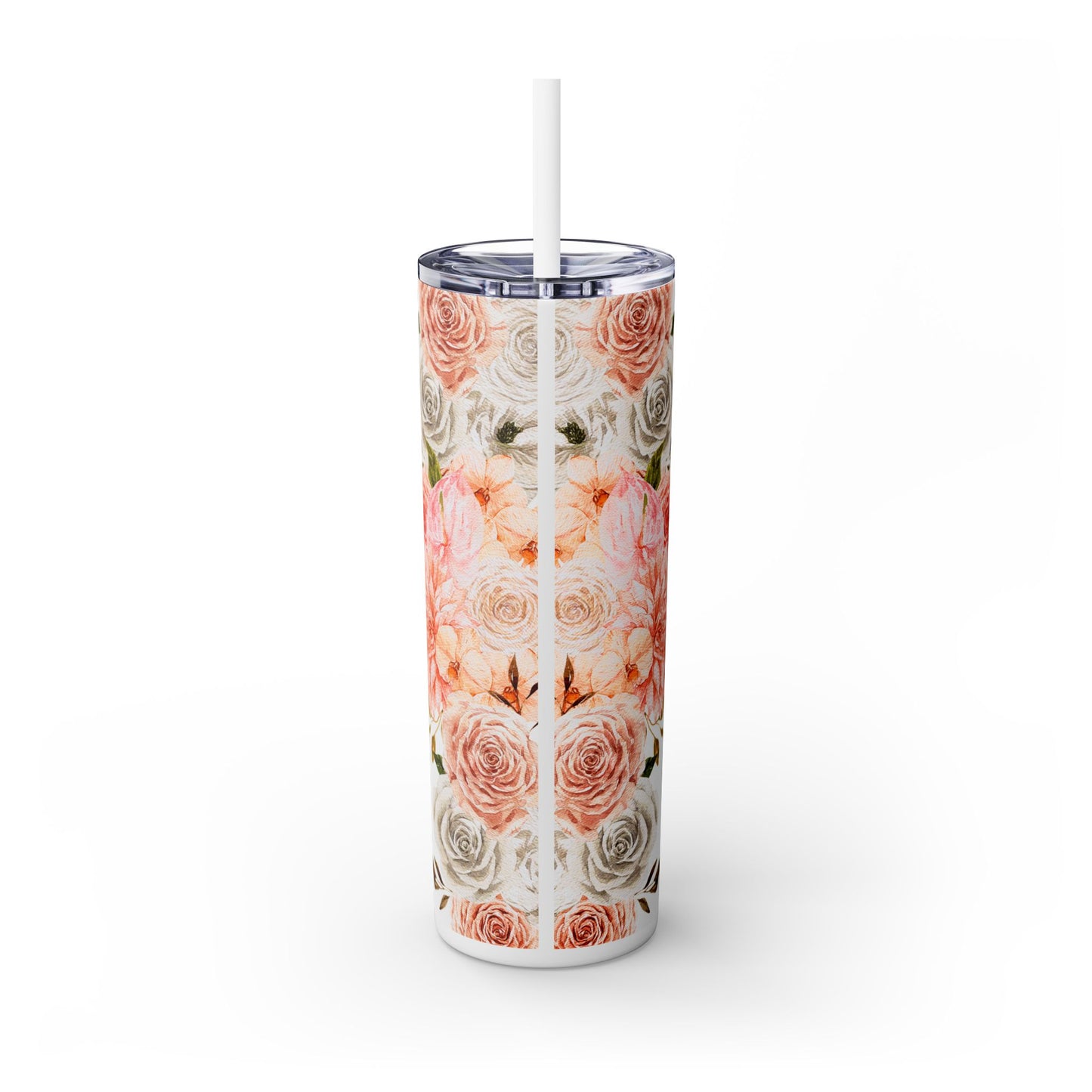 Floral MOM Skinny Tumbler with Straw - 20oz