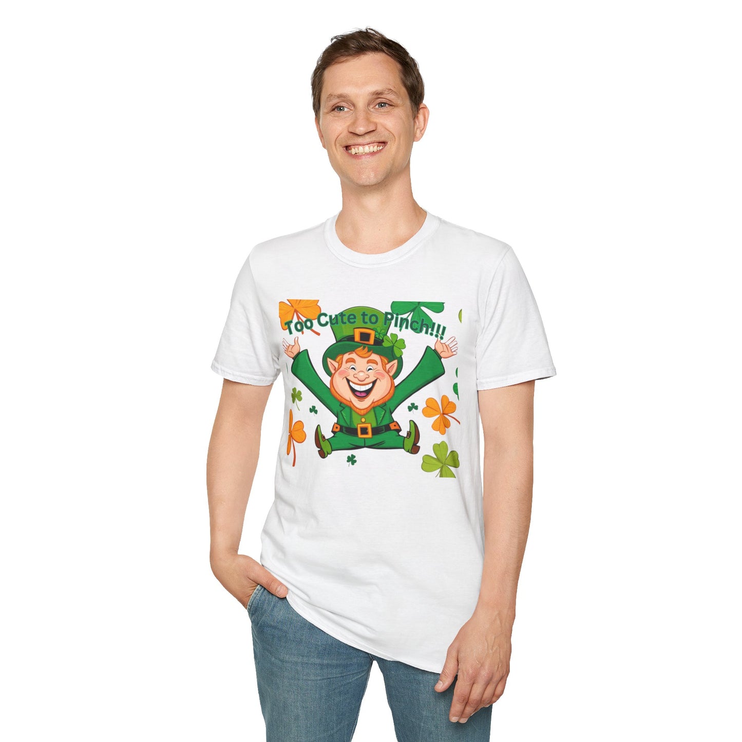 Cute St. Patrick's Day T-Shirt - 'Too Cute to Pinch' Unisex Softstyle Tee