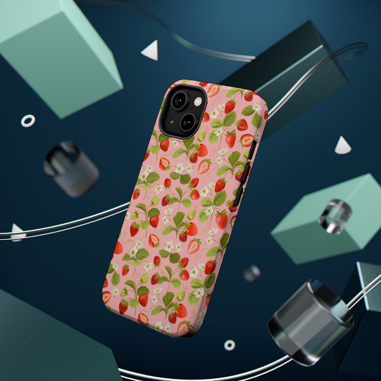 Strawberry Pattern Magnetic Phone Case, Fruit Lover’s Accessory, Cute Gift, Summer Vibe, Phone Protection