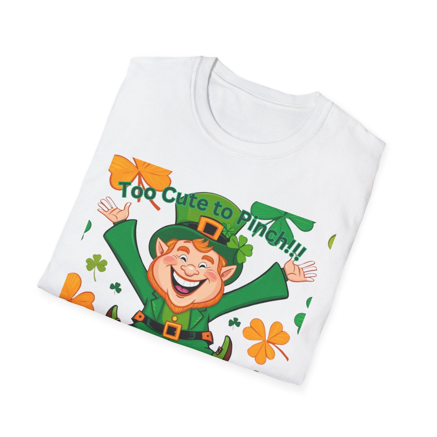 Cute St. Patrick's Day T-Shirt - 'Too Cute to Pinch' Unisex Softstyle Tee