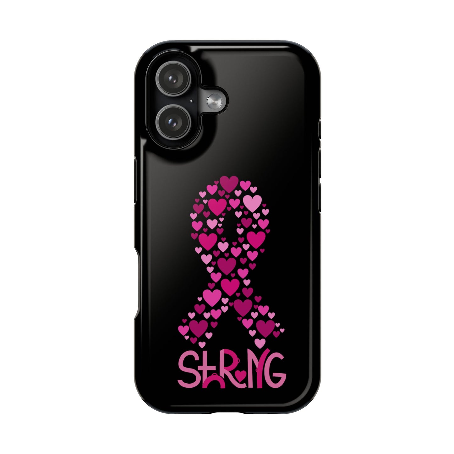 Pink Ribbon Magnetic Phone Case - Strong Heart Design, Cancer Awareness, Gift for Supporters for IPhone