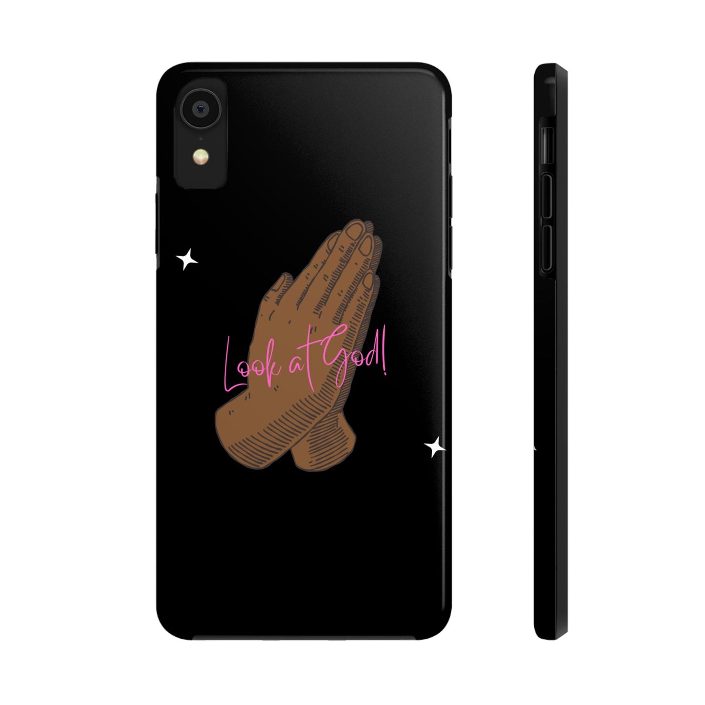 Phone Cases - 'Look at God' Praying Hands Religious Design Tough Case for iPhone