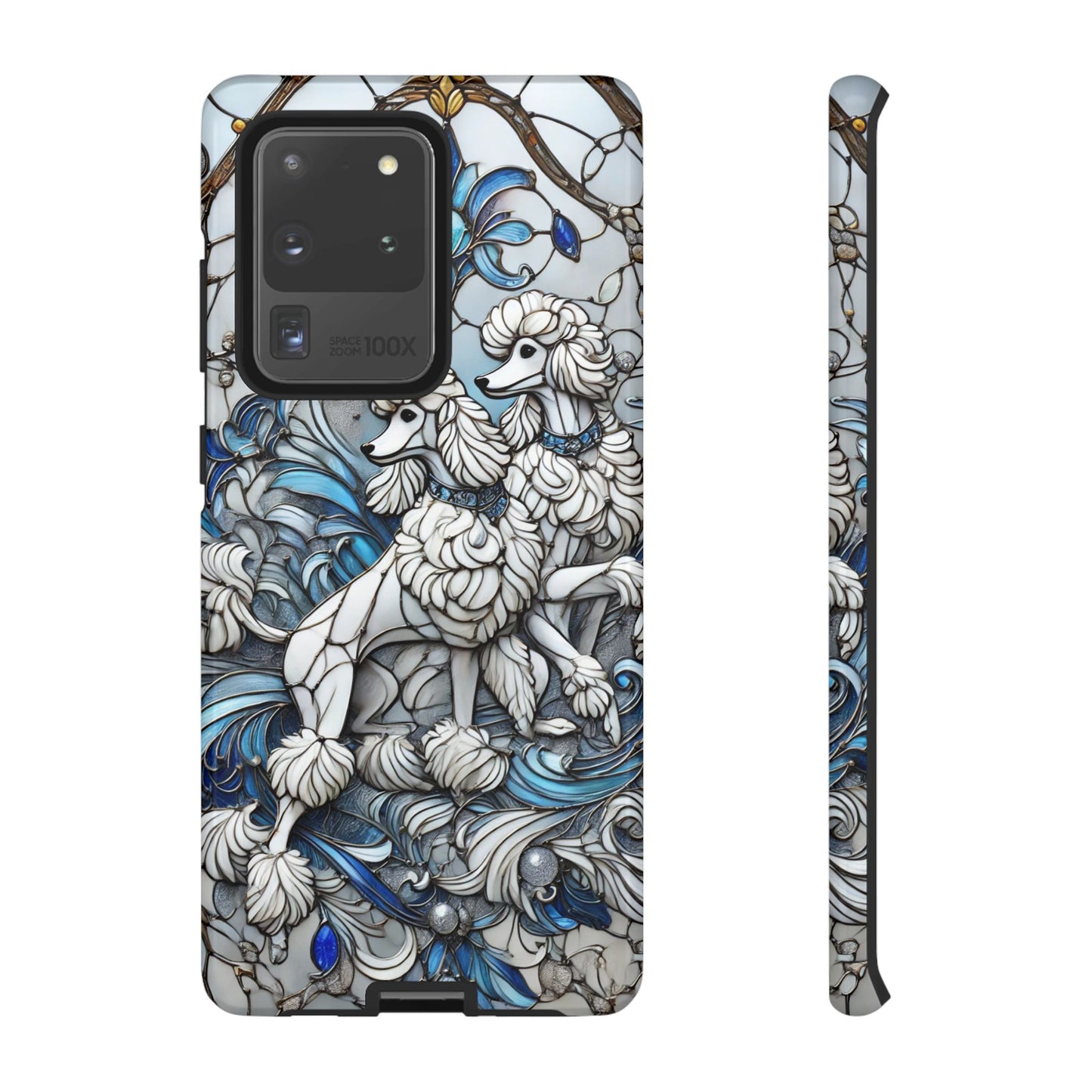 Phone Case - Elegant Blue and White Poodle Art for Samsung Phone