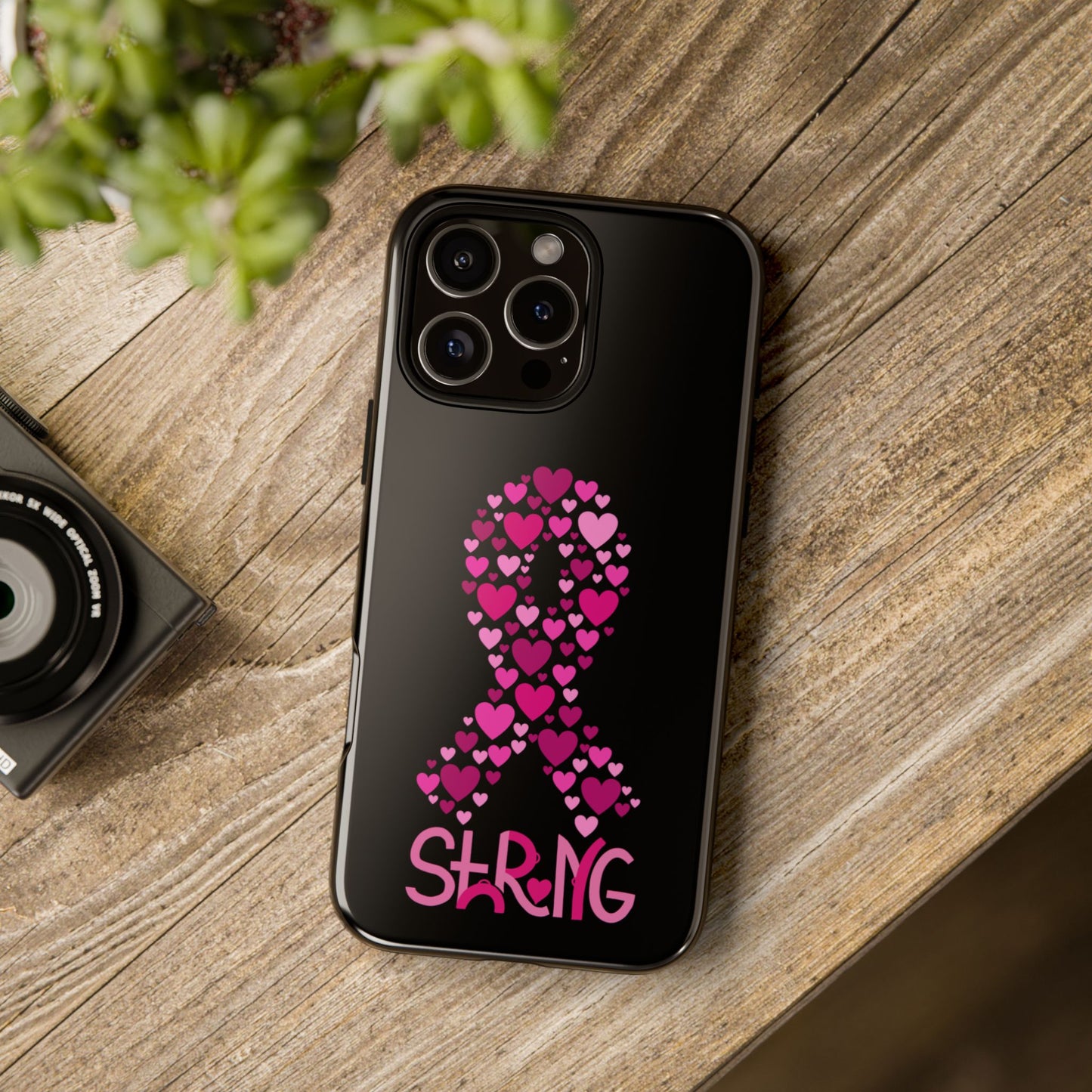 Pink Ribbon Phone Case - Strong Heart Design, Cancer Awareness, Gift for Supporters for IPhone