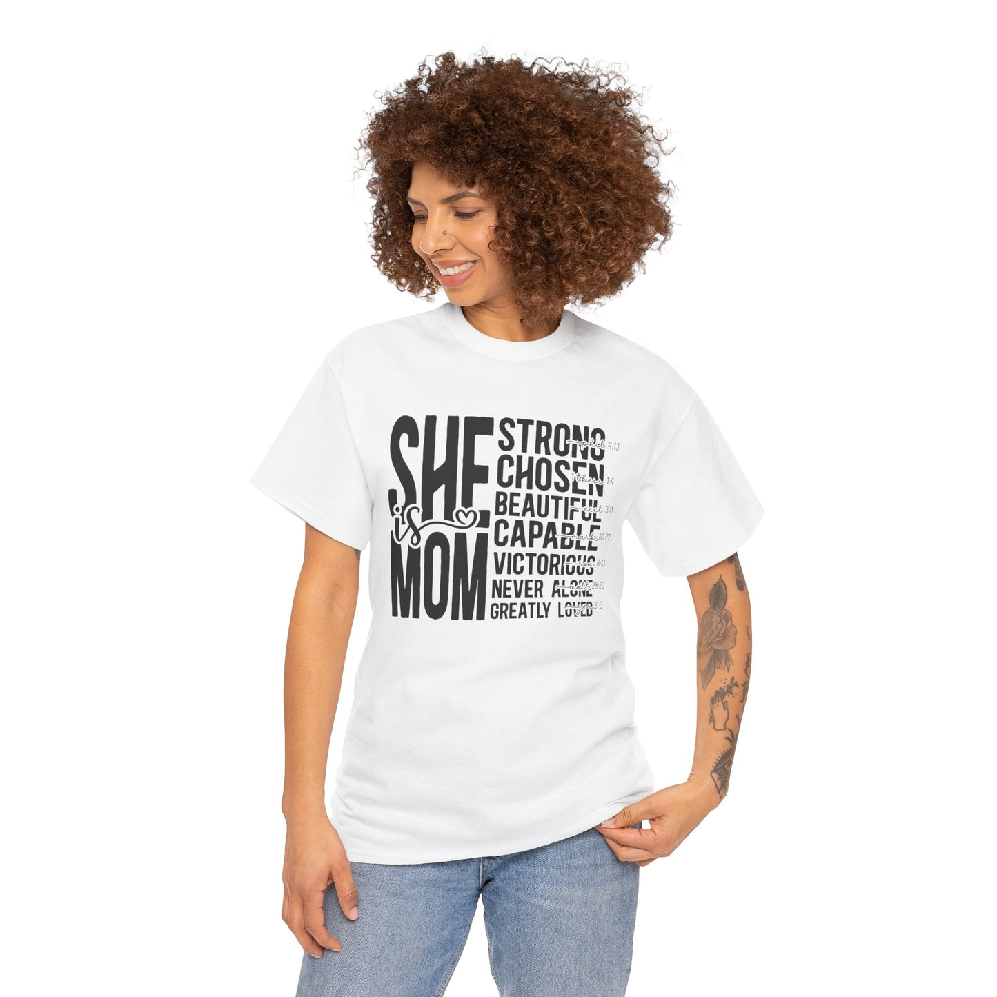 Empowering Mom T-Shirt - Strong, Chosen, Beautiful, Capable Design