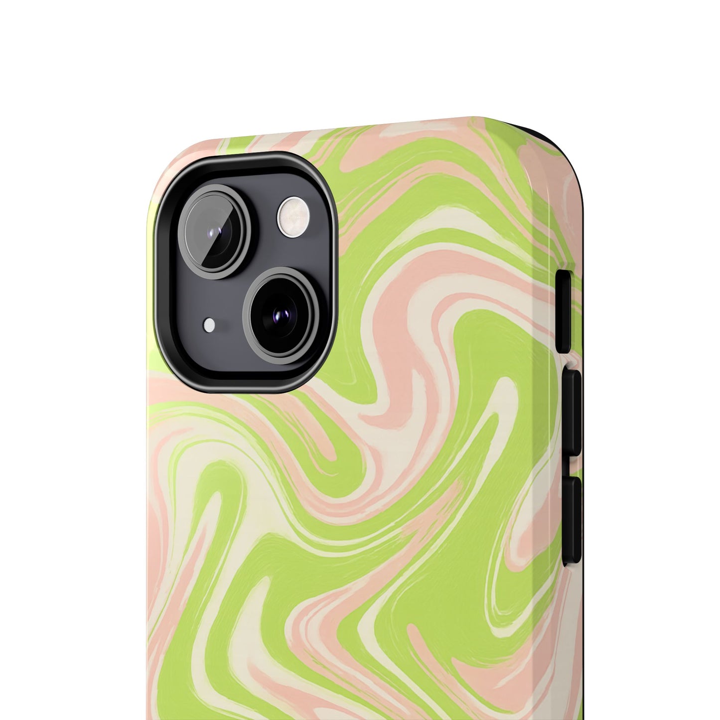 Pink & Green Stylish Tough Phone Case, Durable Protection, Gift for Friends, Colorful Marble Design
