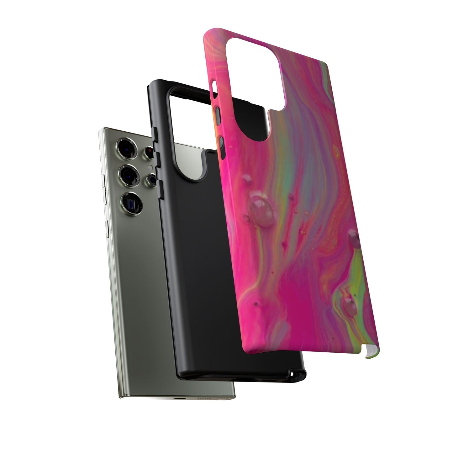 Pink Trendy Futuristic Tough Phone Case with Colorful Abstract Design for Samsung