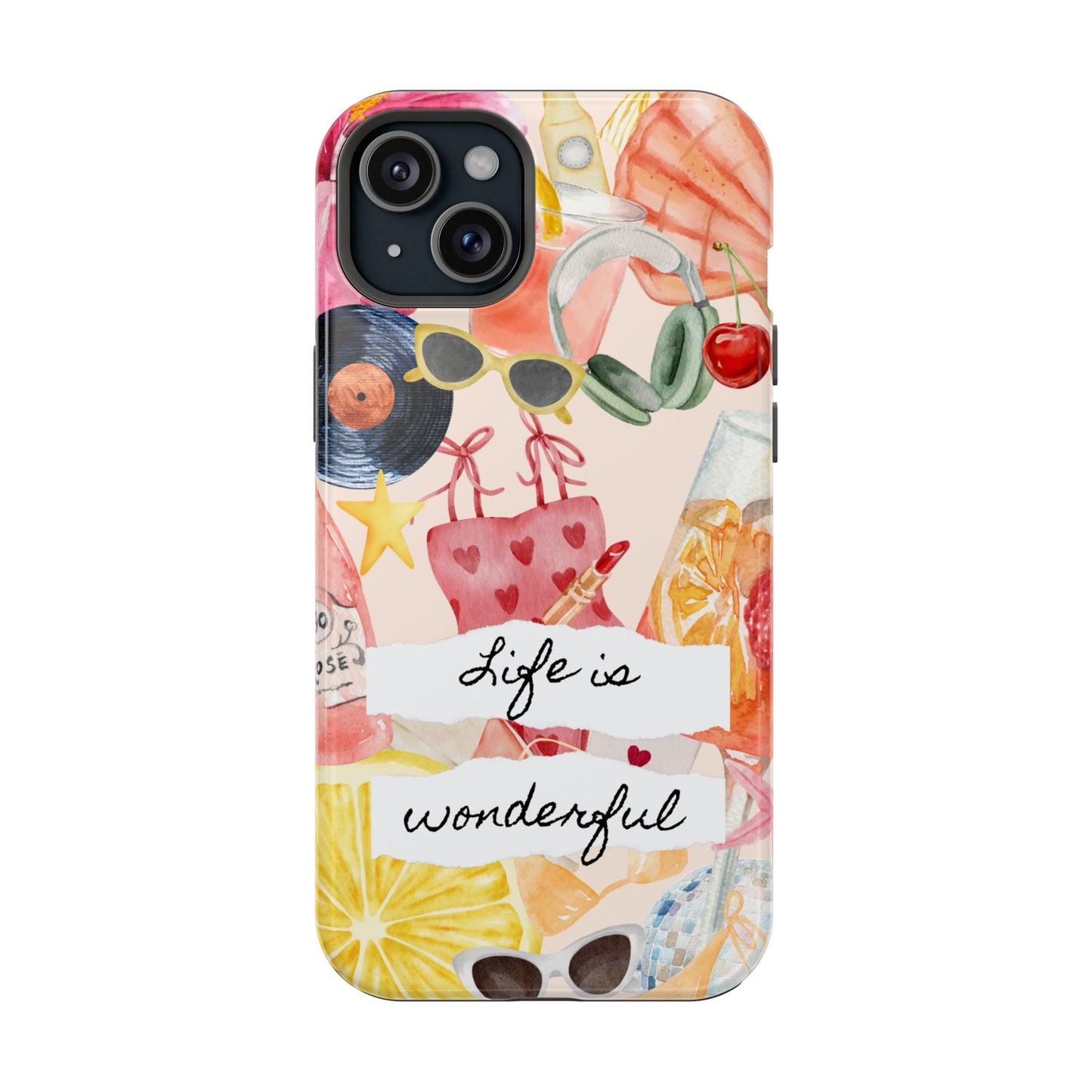 Life is Wonderful, Stylish Phone Cover, Cute Phone Accessory, Gift for Her, Summer Vibe Phone Case
