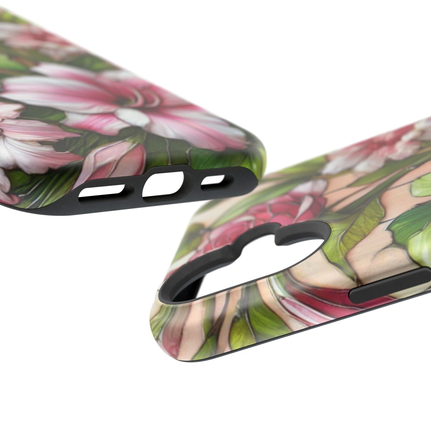 Elegant Pink & Green Floral MAGNETIC Tough Cases - Durable Phone Protection