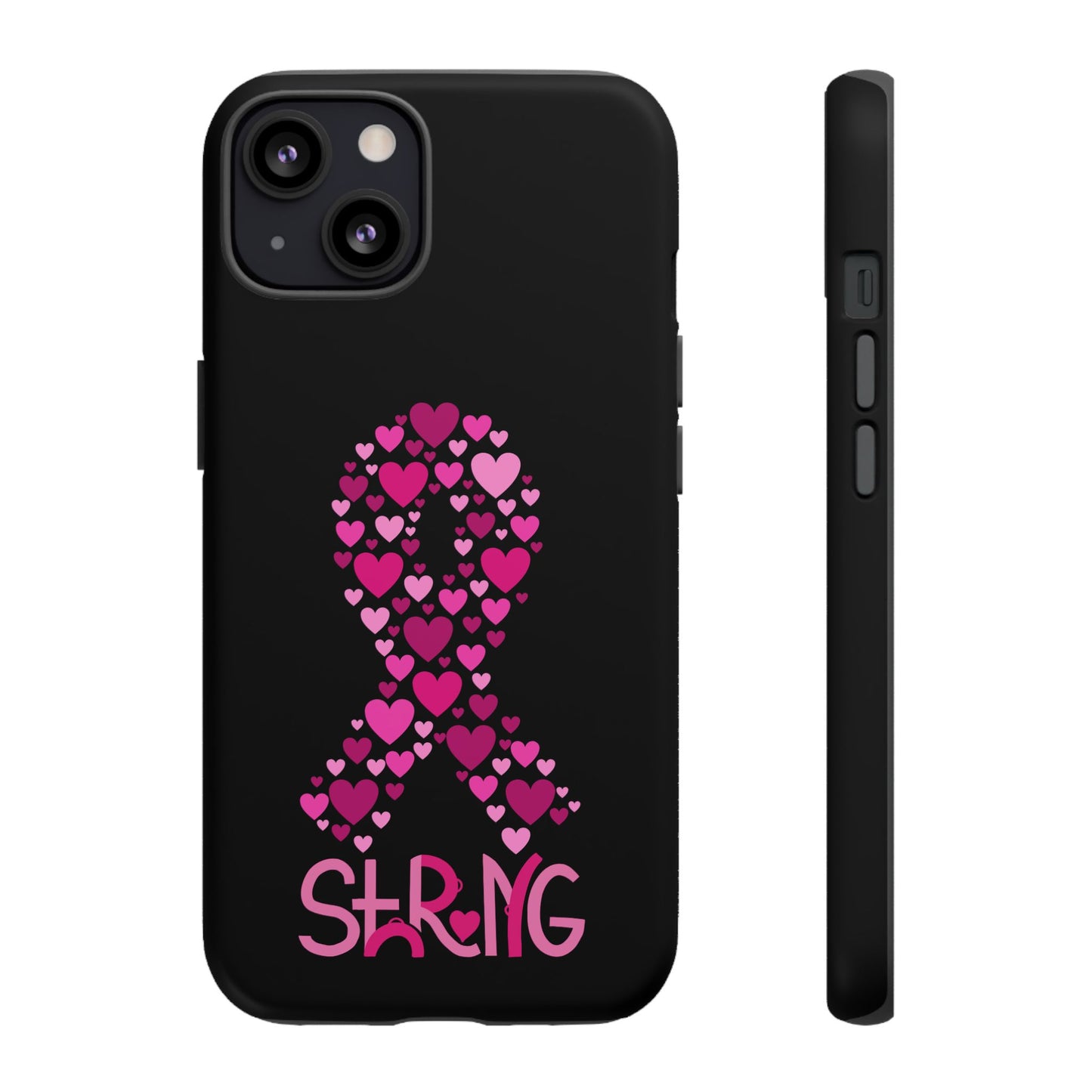 Pink Ribbon Phone Case - Strong Heart Design, Cancer Awareness, Gift for Supporters for IPhone