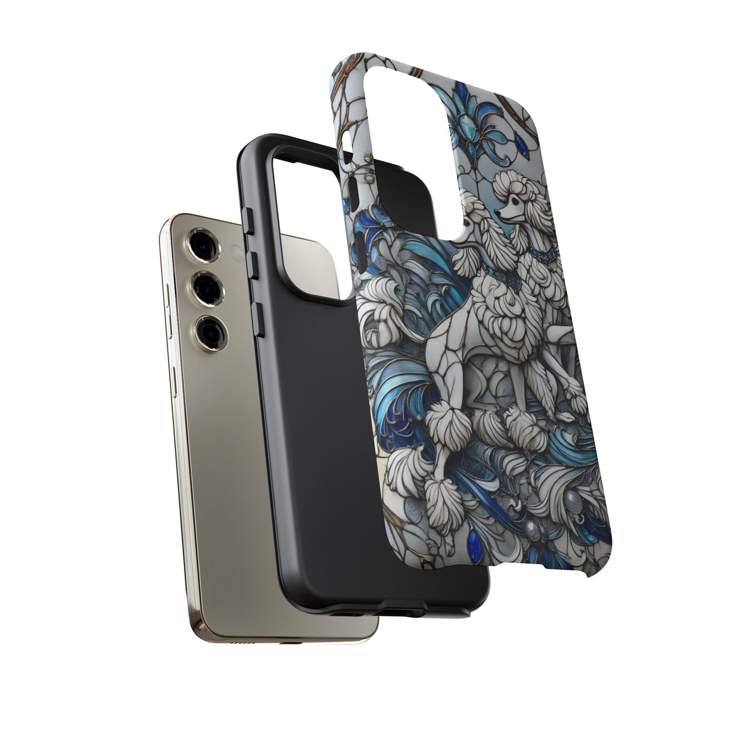 Phone Case - Elegant Blue and White Poodle Art for Samsung Phone