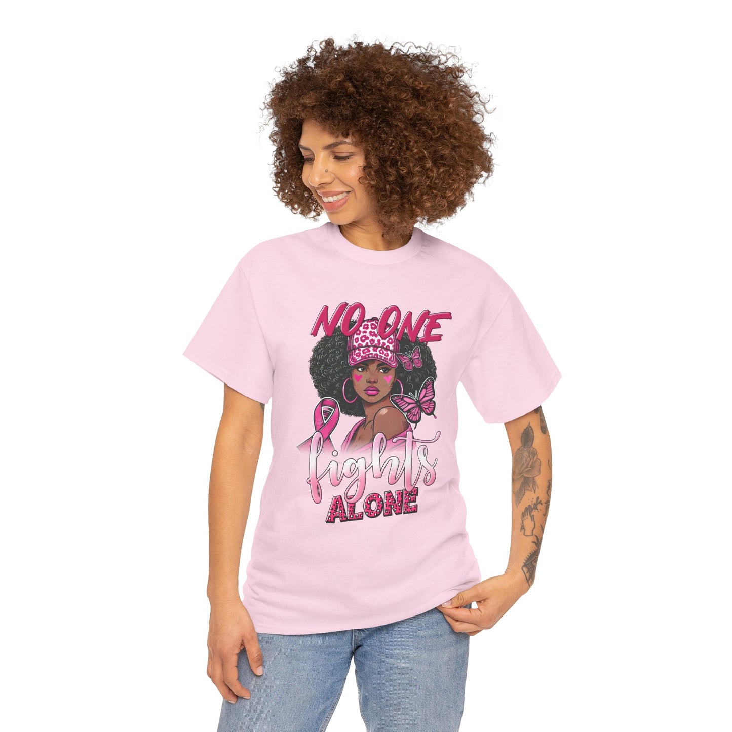 Empowerment Unisex Heavy Cotton Tee - "No One Fights Alone"
