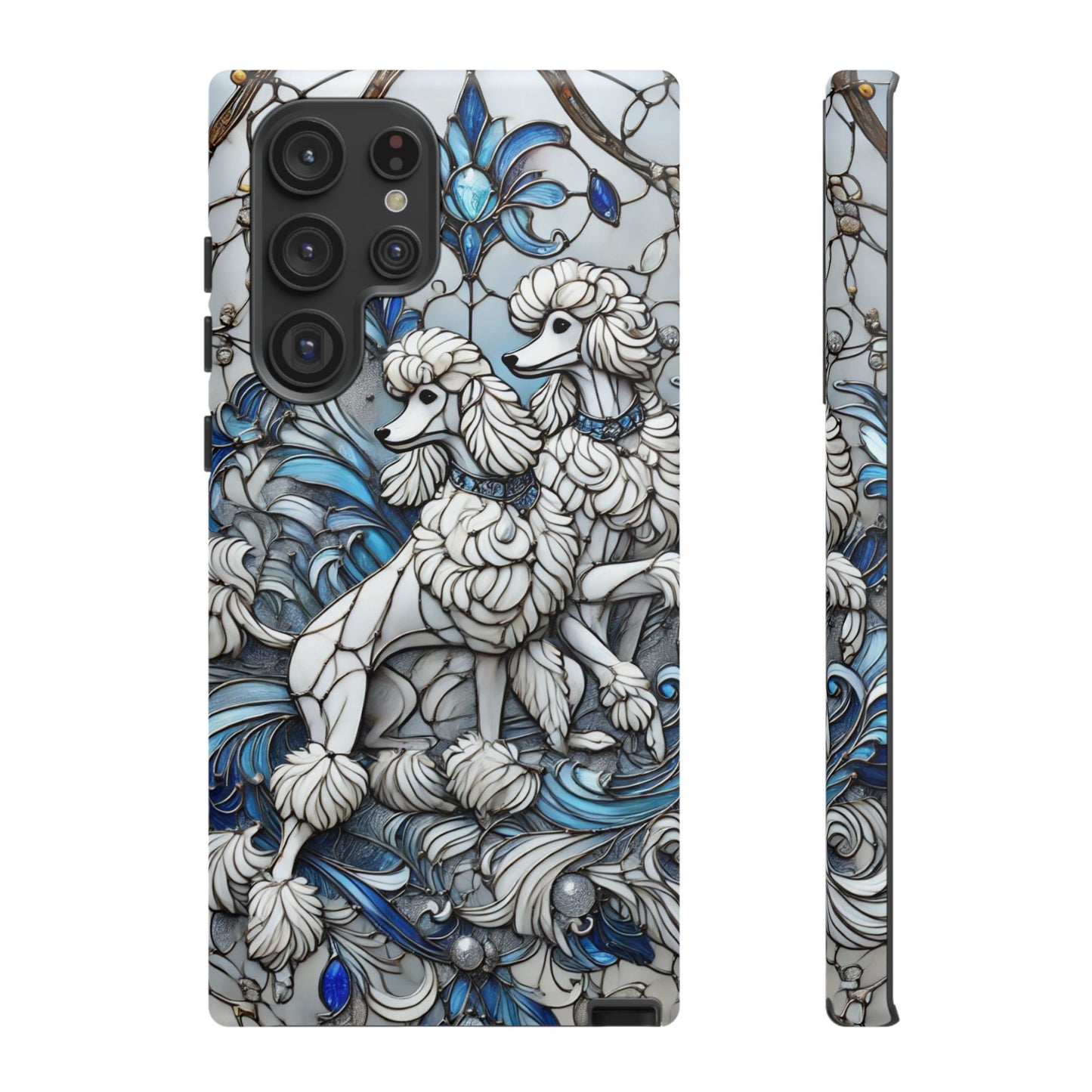 Phone Case - Elegant Blue and White Poodle Art for Samsung Phone