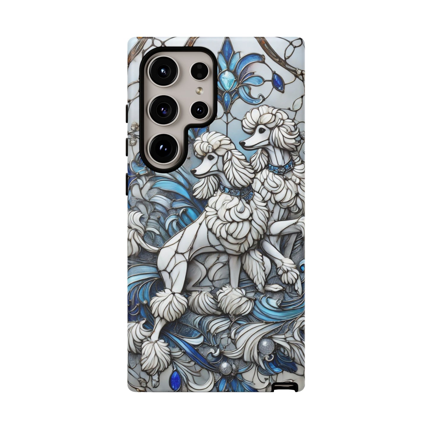 Phone Case - Elegant Blue and White Poodle Art for Samsung Phone