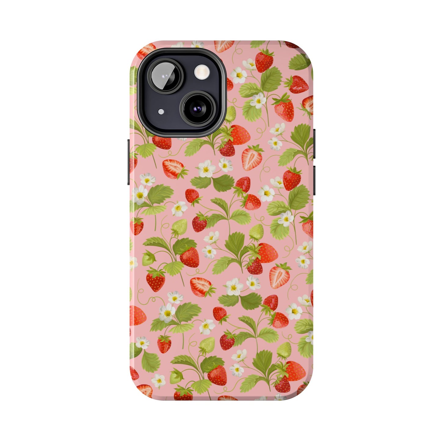Strawberry Floral Tough Phone Case, Cute Phone Cover, Nature Lovers Gift, Summer Vibe, Durable Phone Protector, Trendy Tech Accessory