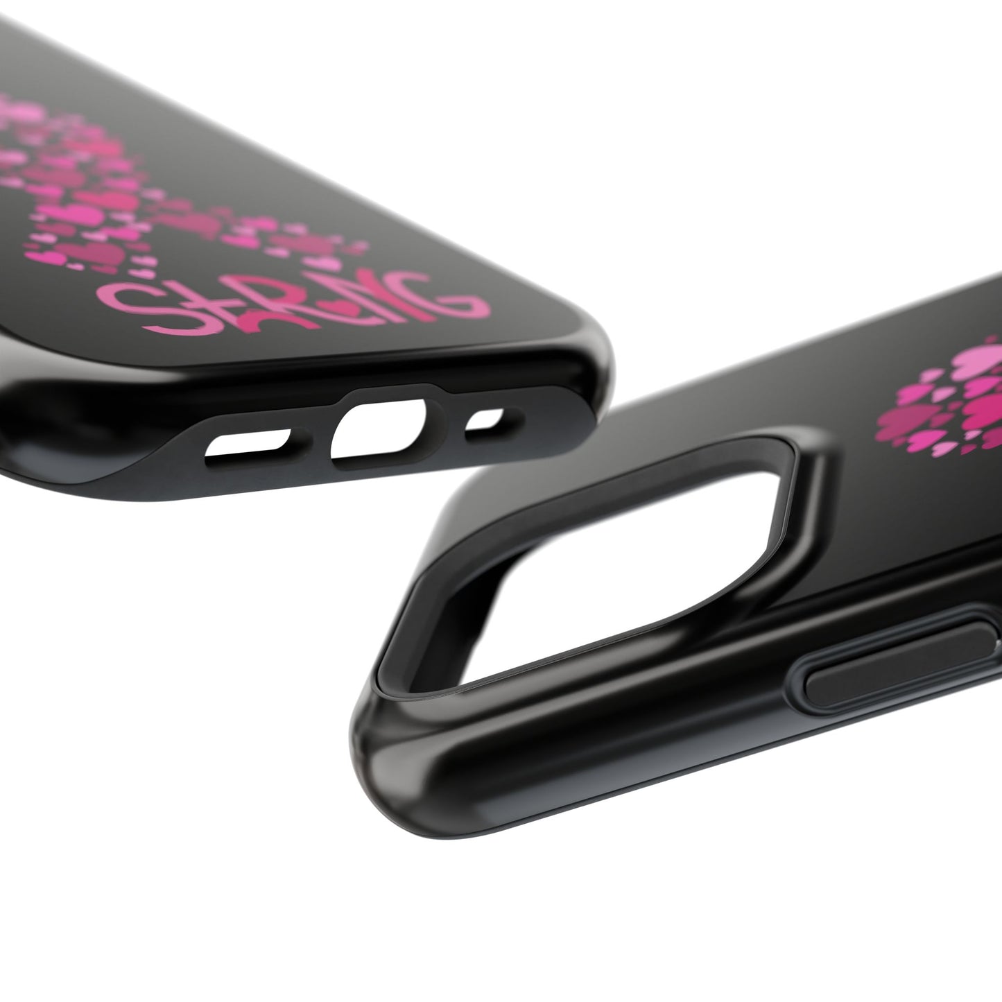 Pink Ribbon Magnetic Phone Case - Strong Heart Design, Cancer Awareness, Gift for Supporters for IPhone