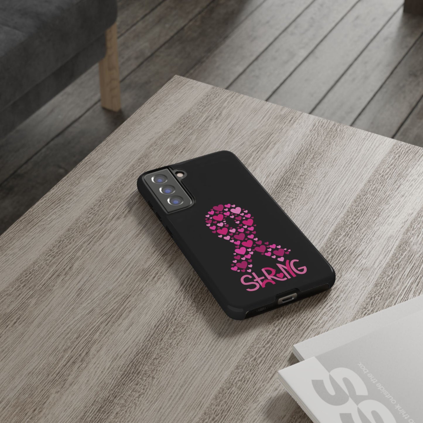 Pink Ribbon Phone Case - Strong Heart Design, Cancer Awareness, Gift for Supporters for Samsung