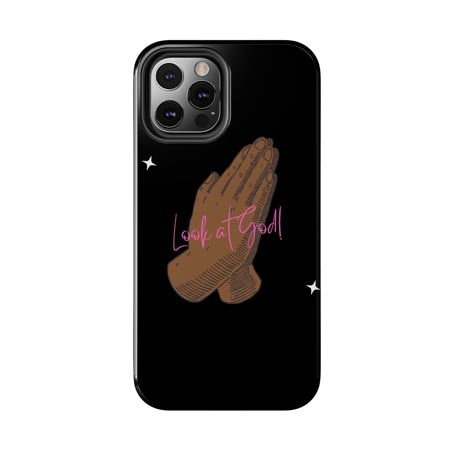 Phone Cases - 'Look at God' Praying Hands Religious Design Tough Case for iPhone
