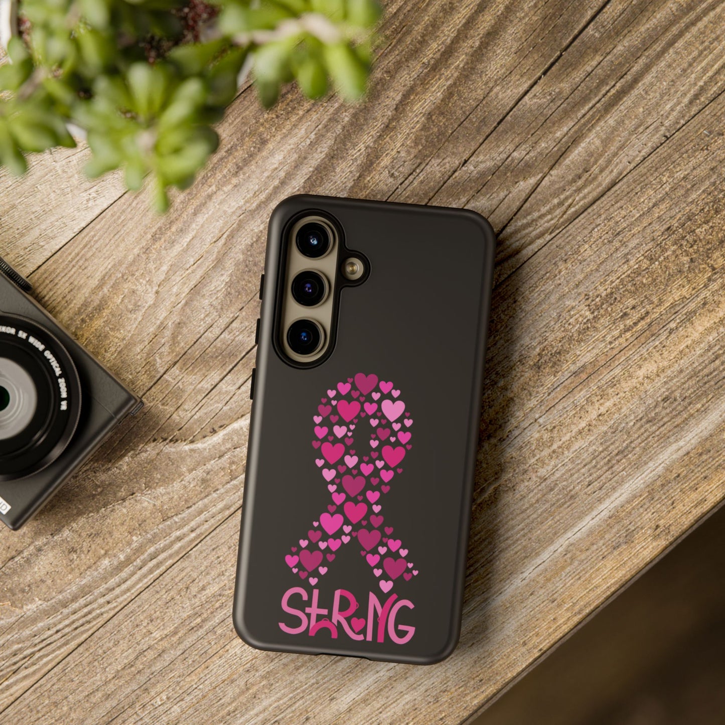 Pink Ribbon Phone Case - Strong Heart Design, Cancer Awareness, Gift for Supporters for Samsung
