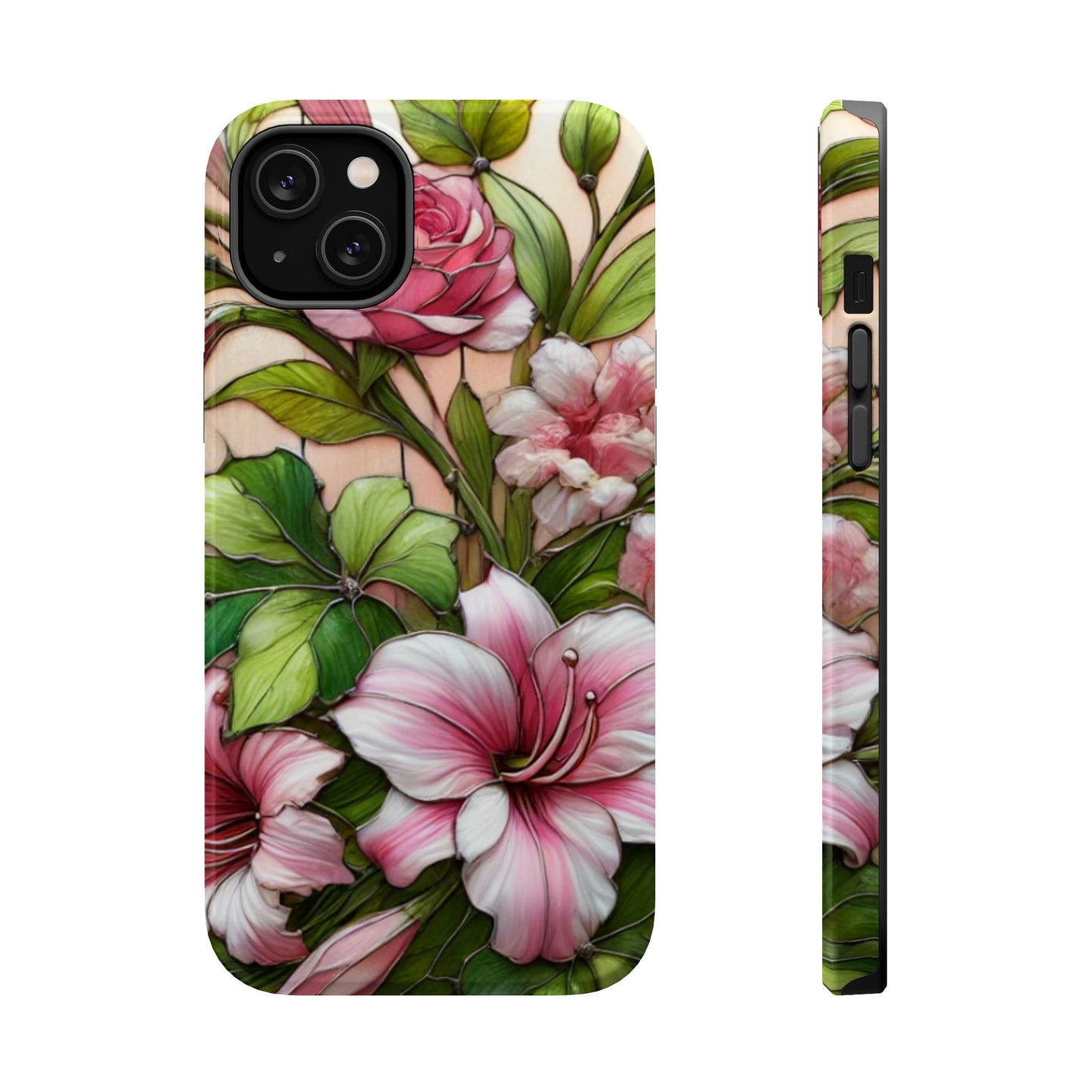 Elegant Pink & Green Floral MAGNETIC Tough Cases - Durable Phone Protection