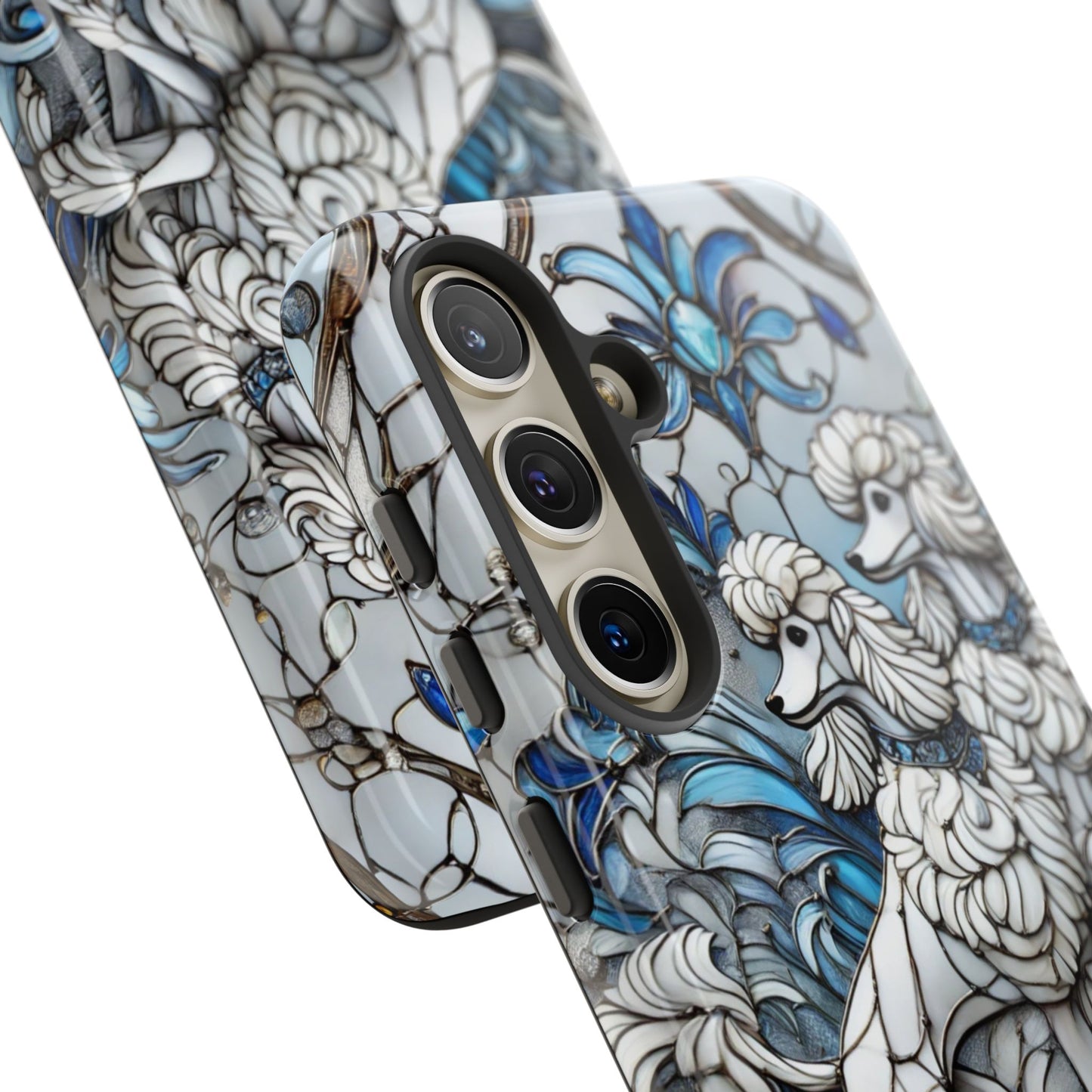 Phone Case - Elegant Blue and White Poodle Art for Samsung Phone