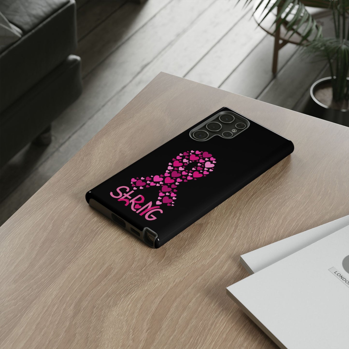 Pink Ribbon Phone Case - Strong Heart Design, Cancer Awareness, Gift for Supporters for Samsung