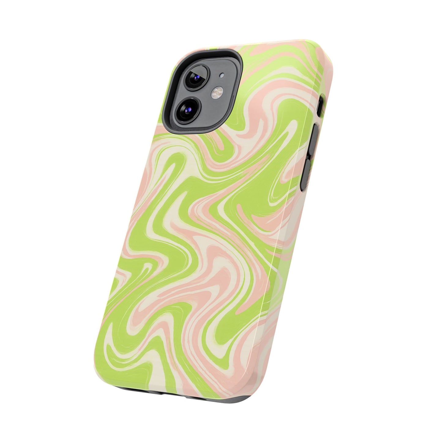 Pink & Green Stylish Tough Phone Case, Durable Protection, Gift for Friends, Colorful Marble Design
