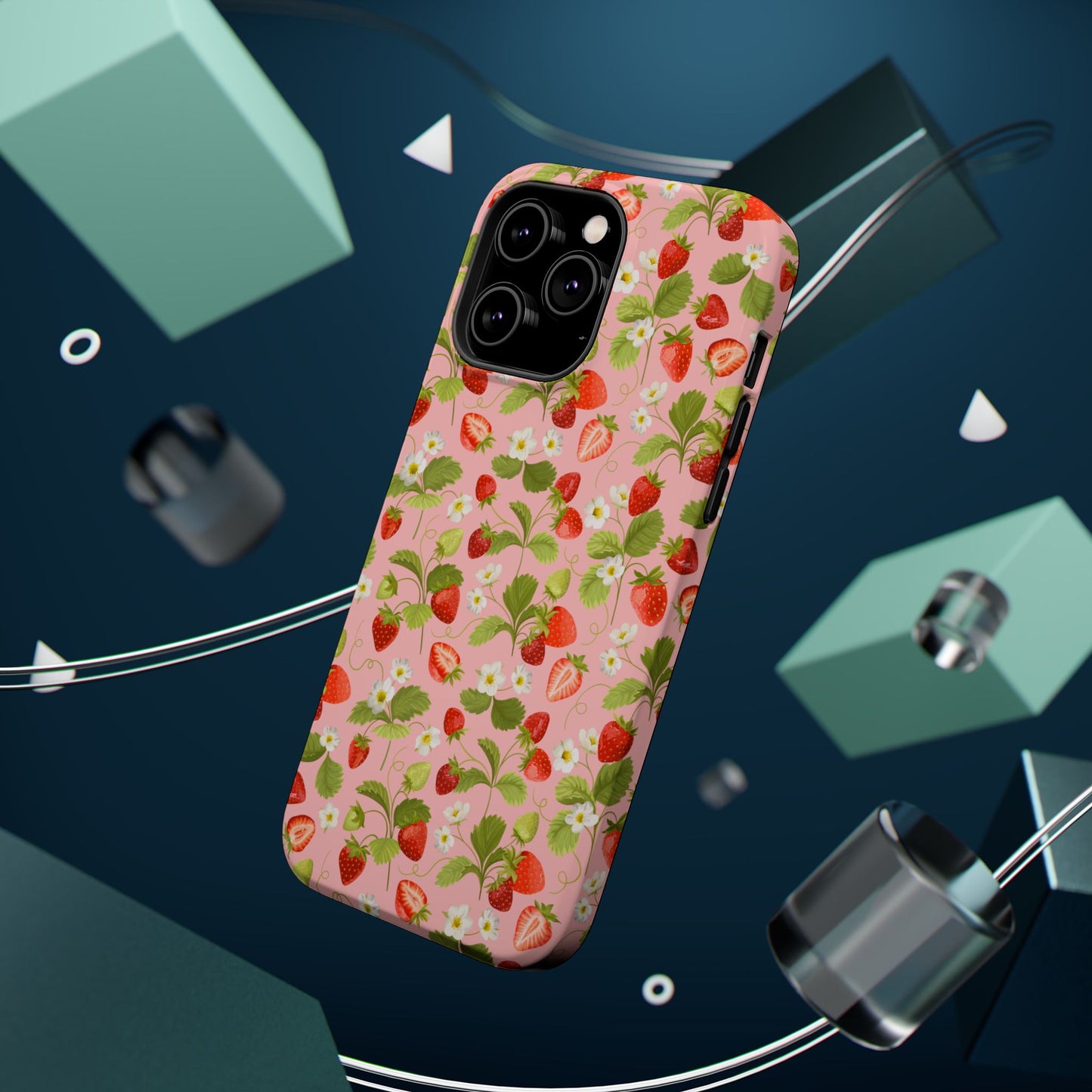 Strawberry Pattern Magnetic Phone Case, Fruit Lover’s Accessory, Cute Gift, Summer Vibe, Phone Protection