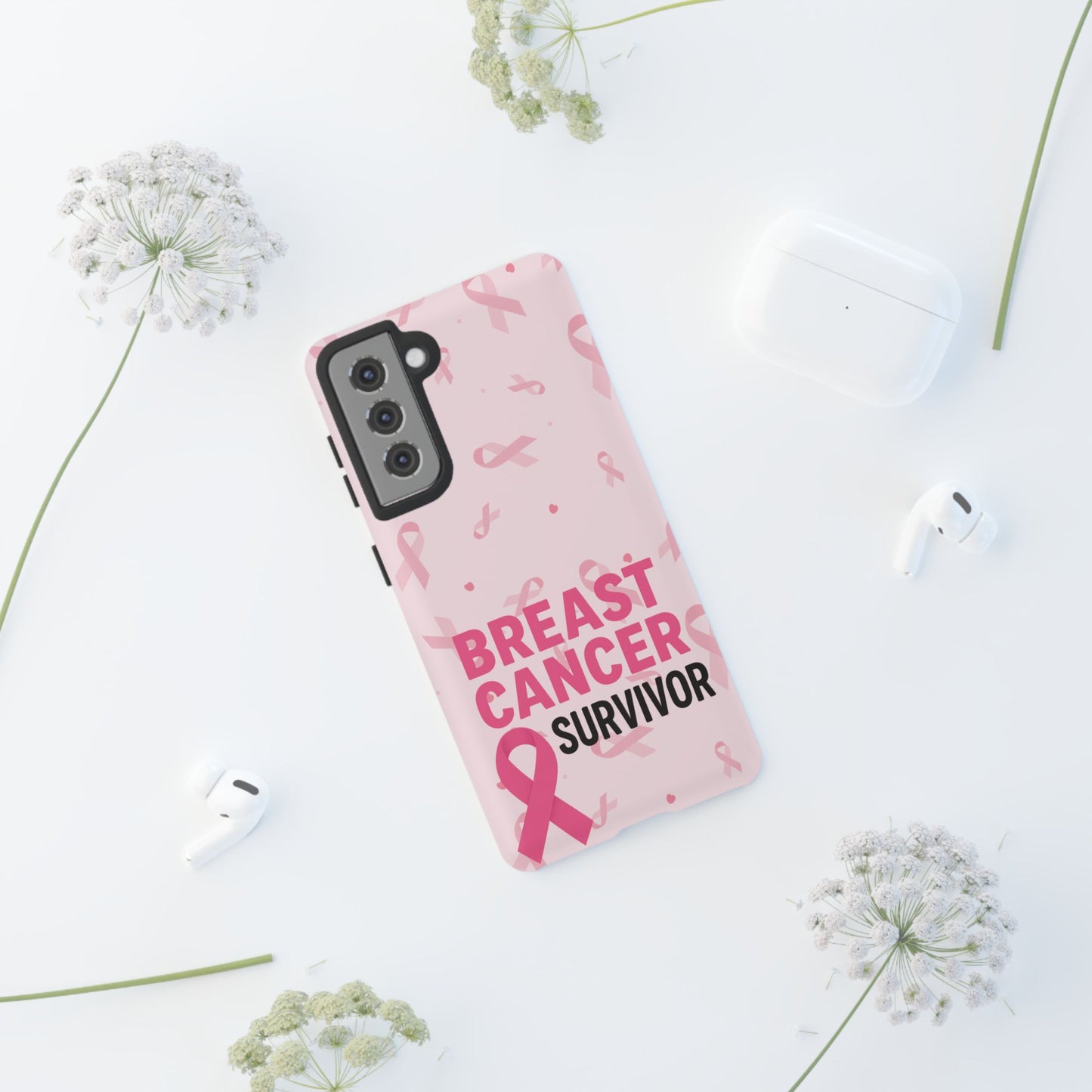 Breast Cancer Survivor Phone Case, Cancer Awareness, Pink Ribbon Design, Tough Cases for Samsung