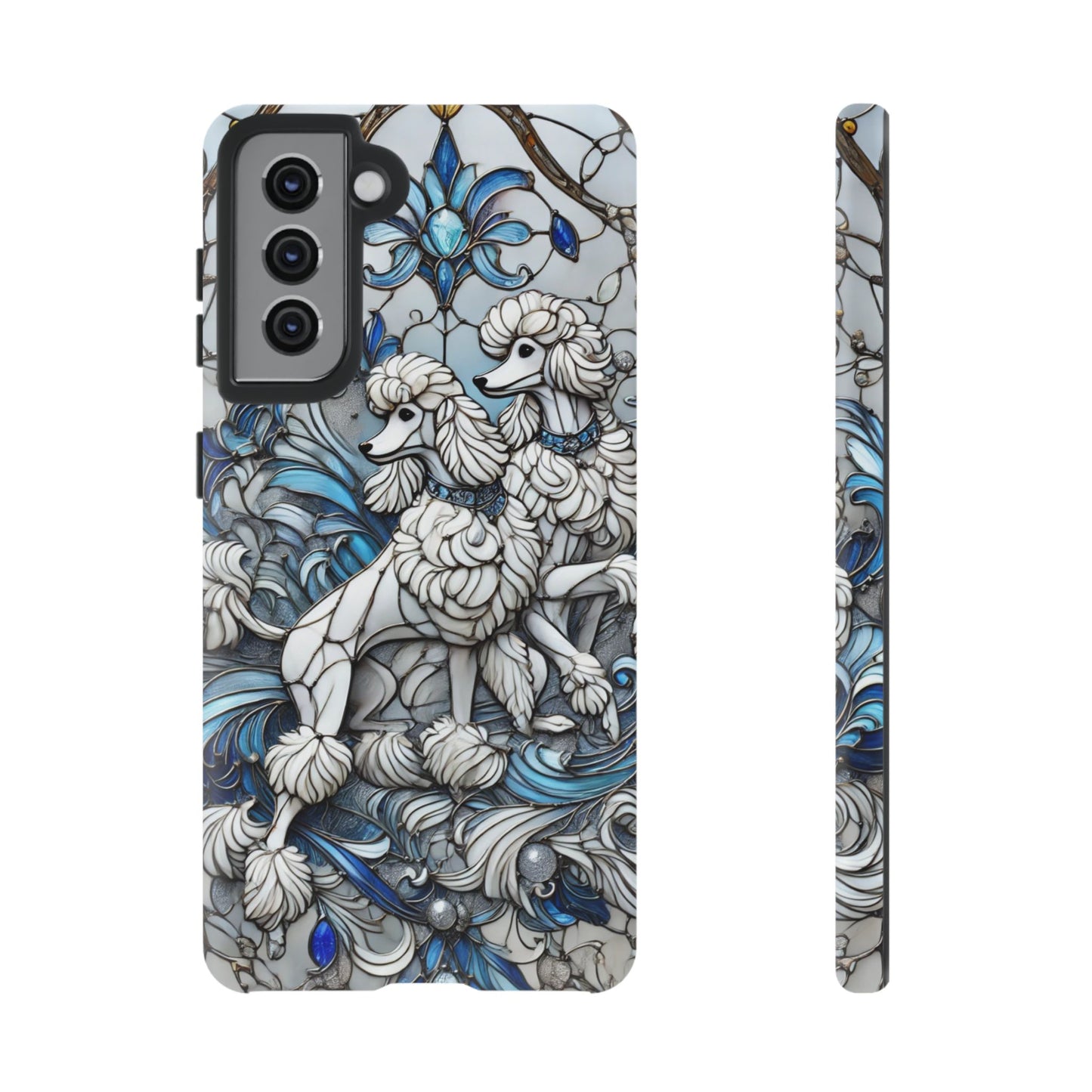 Phone Case - Elegant Blue and White Poodle Art for Samsung Phone