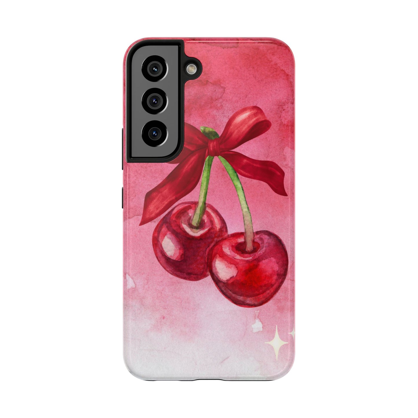 Red Watercolor Cherry and Bow Phone Case