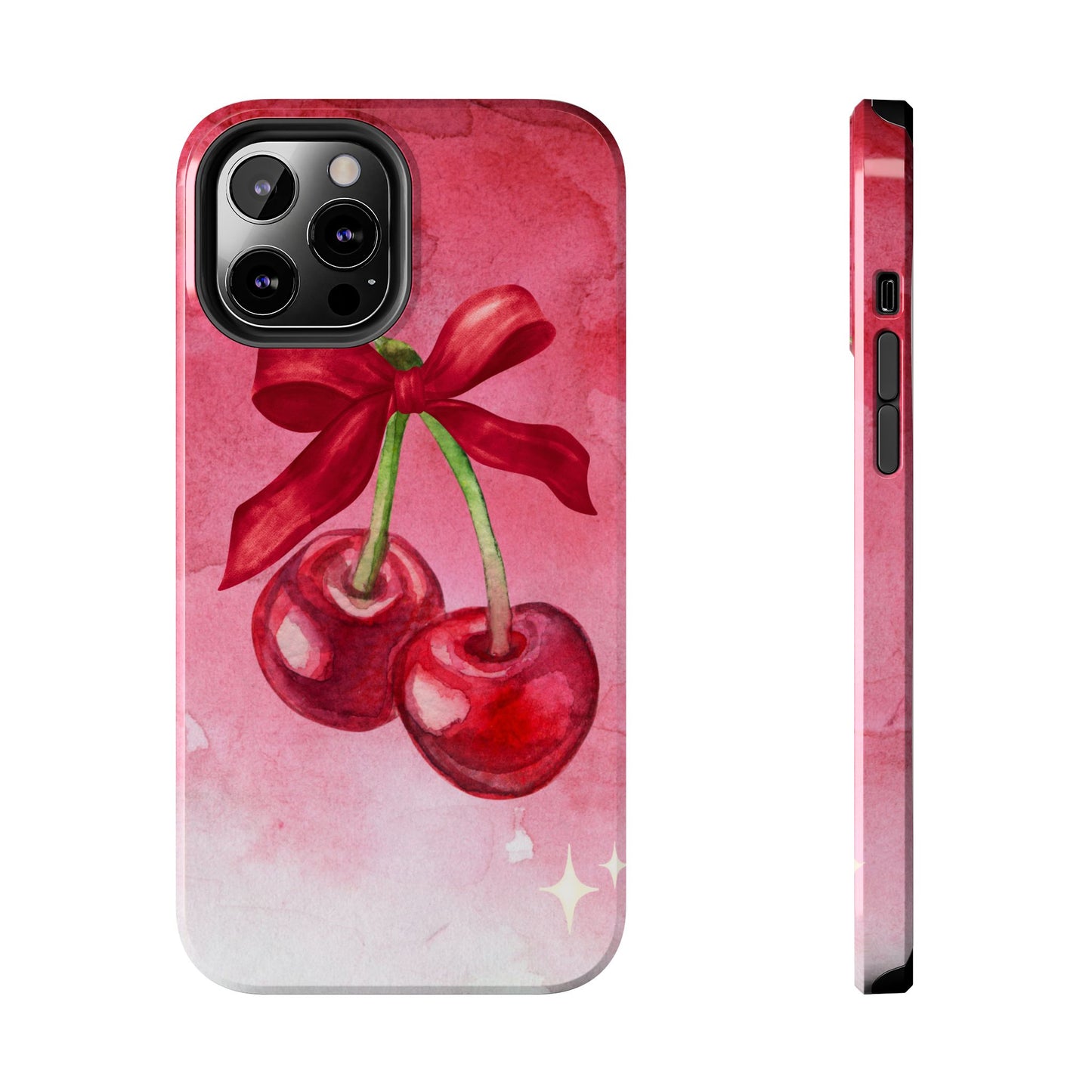 Red Watercolor Cherry and Bow Phone Case