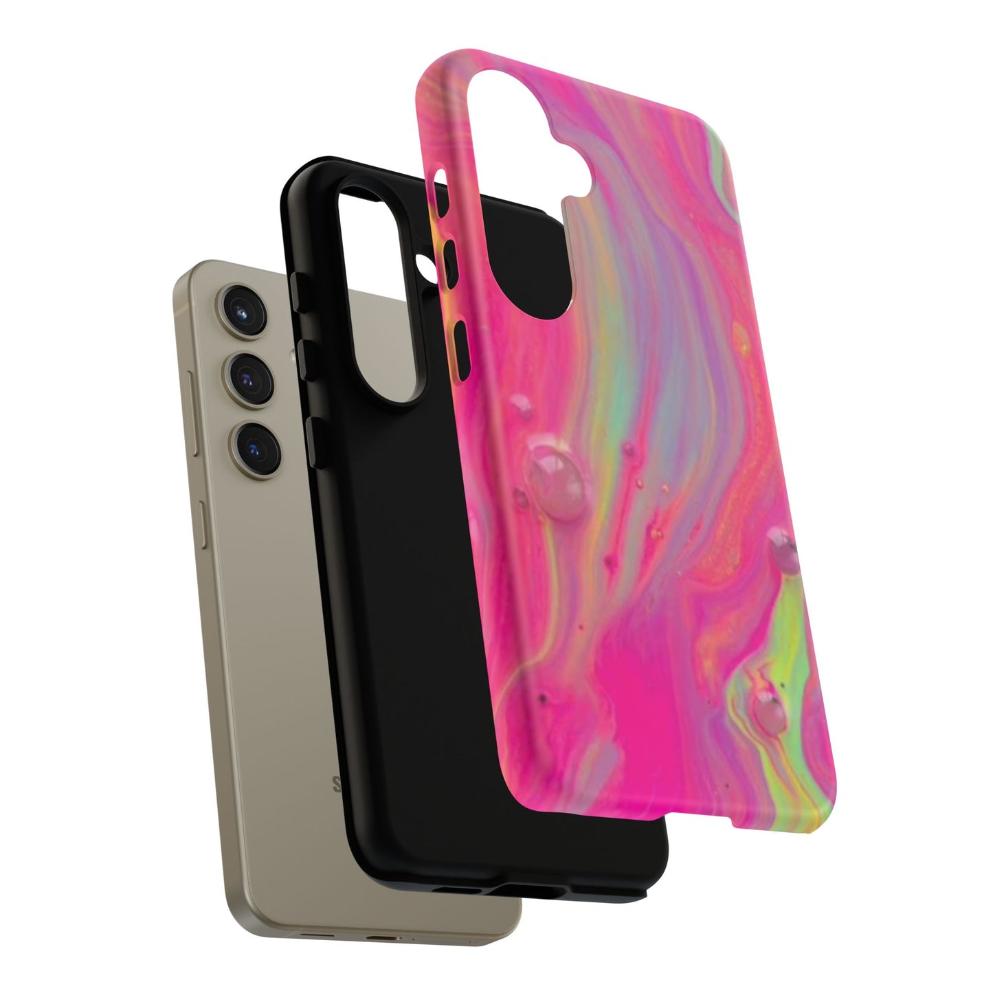 Pink Trendy Futuristic Tough Phone Case with Colorful Abstract Design for Samsung