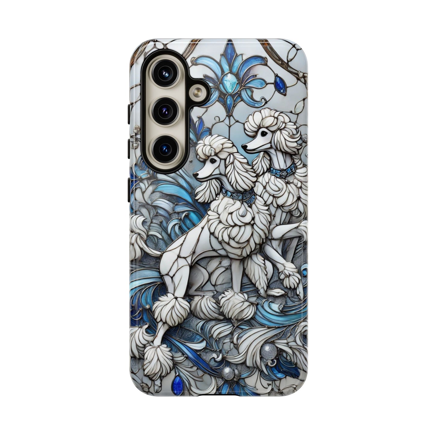 Phone Case - Elegant Blue and White Poodle Art for Samsung Phone