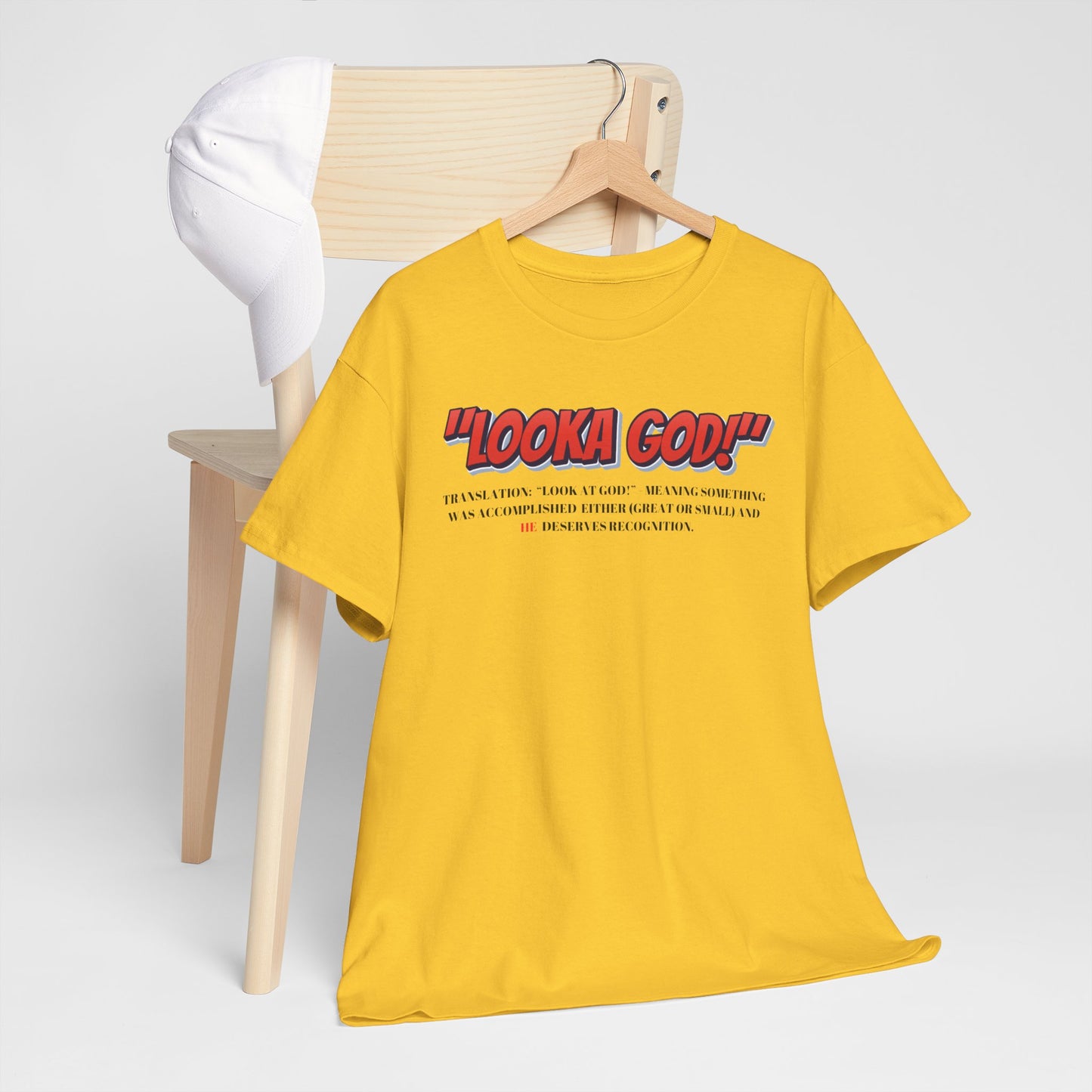 Inspirational Unisex Heavy Cotton Tee - "Looka God!" Motivational Apparel